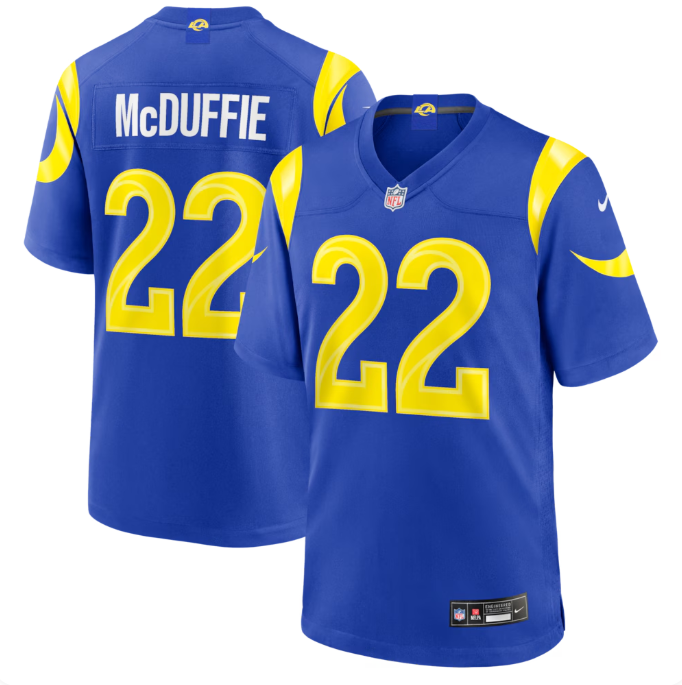 Los Angeles Rams #22 Trent McDuffie Nike Game Jersey – Royal Blue