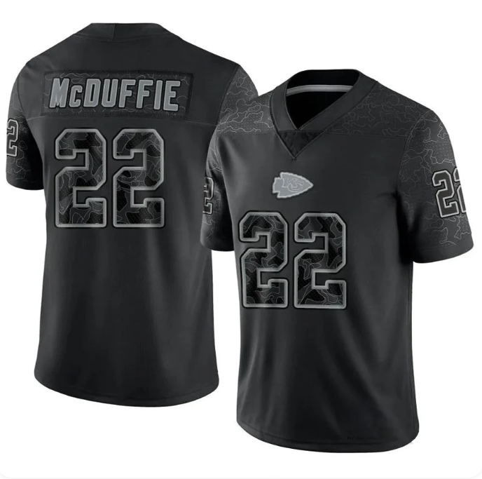 Men's Nike Trent McDuffie #22 Black Kansas City Chiefs RFLCTV Limited Jersey