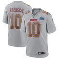Men's Kansas City Chiefs #10 Isiah Pacheco Gray Super Bowl LVII Patch Atmosphere Fashion Game Jersey