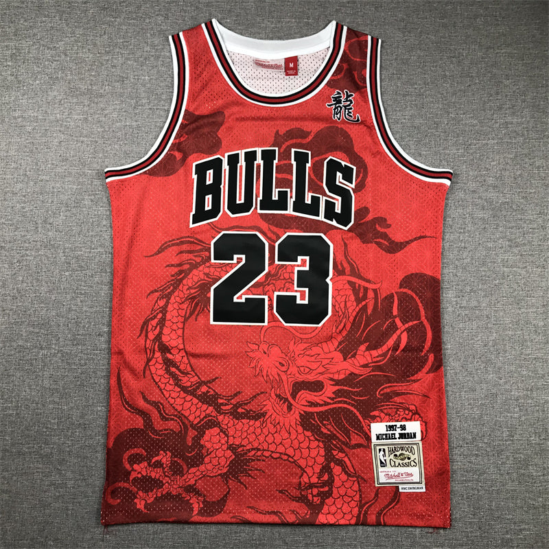 Michael Jordan #23 Chicago Bulls Mitchell & Ness Hardwood Classics Jersey – Red Dragon