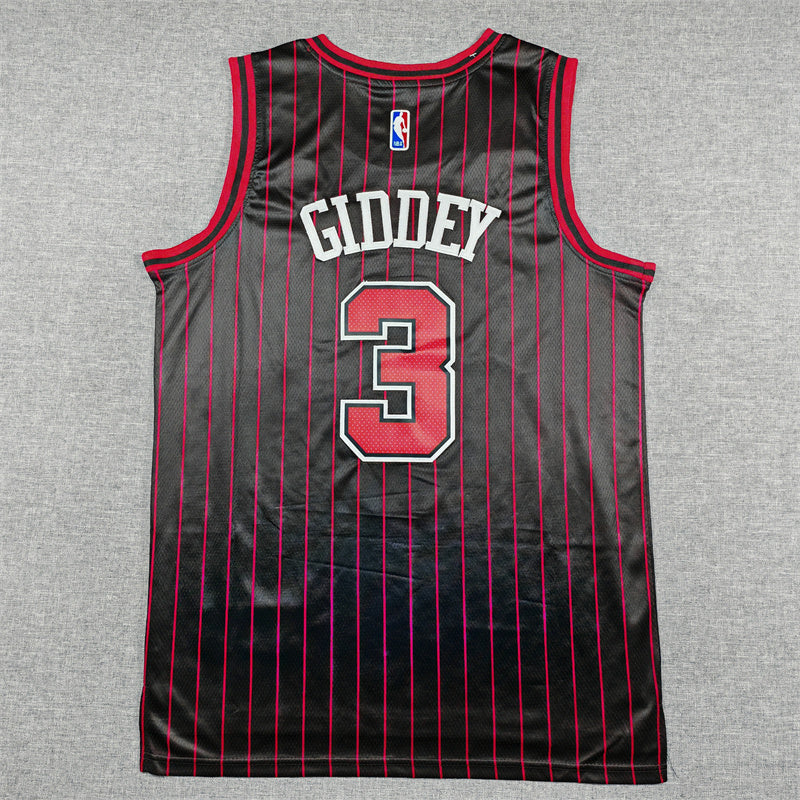 Josh Giddey #3 Chicago Bulls Statement Edition Swingman Jersey – Black Pinstripe