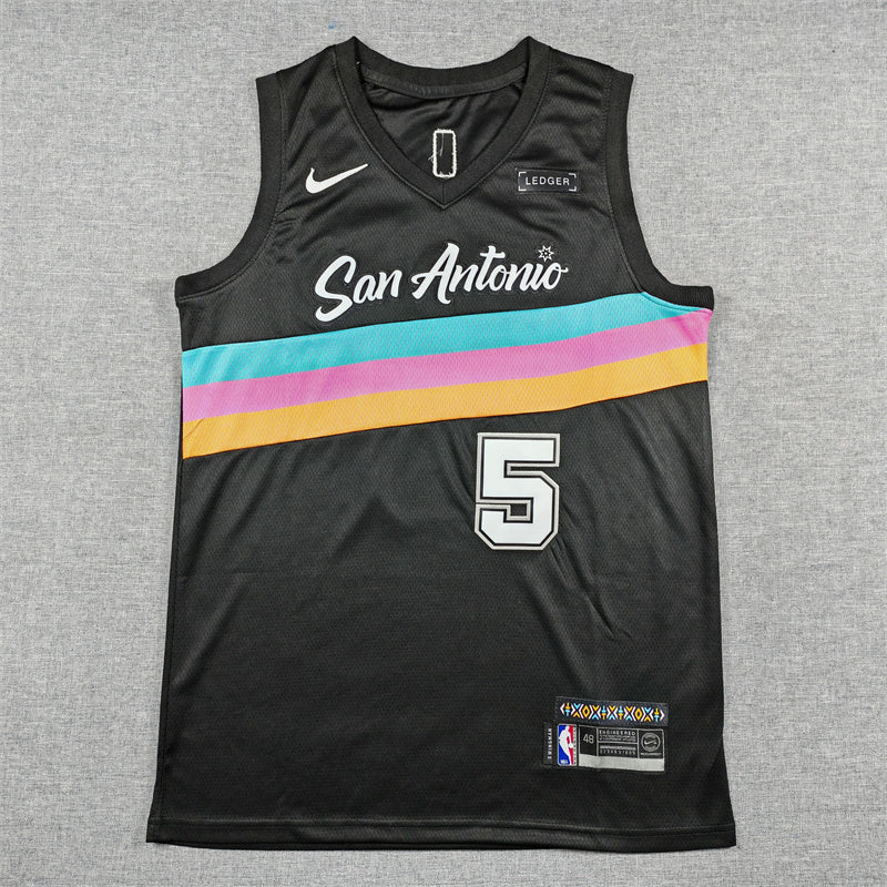 Stephon Castle #5 San Antonio Spurs Nike City Edition Swingman Jersey – Black
