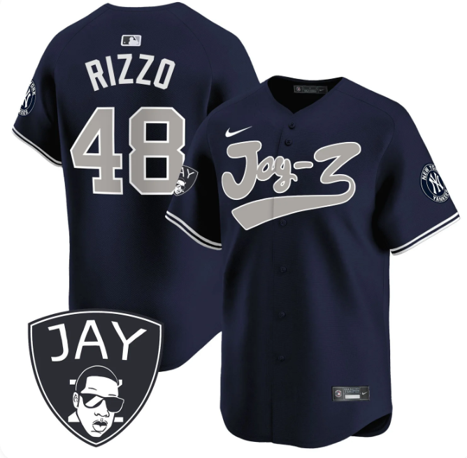 Men's New York Yankees Anthony Rizzo #48 Jay-Z Collaboration Jersey – Navy