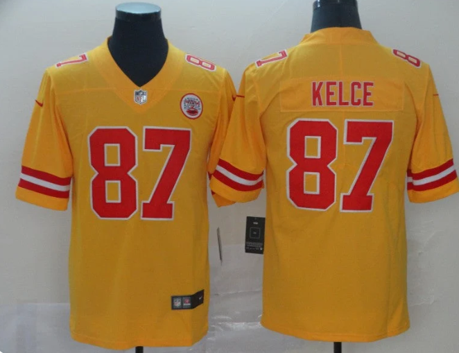 Men's Nike Travis Kelce #87 Yellow Inverted Legend Jersey – Kansas City Chiefs