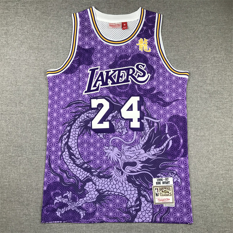 Kobe Bryant #24 Los Angeles Lakers Mitchell & Ness 1996-97 Hardwood Classics Jersey – Purple Dragon