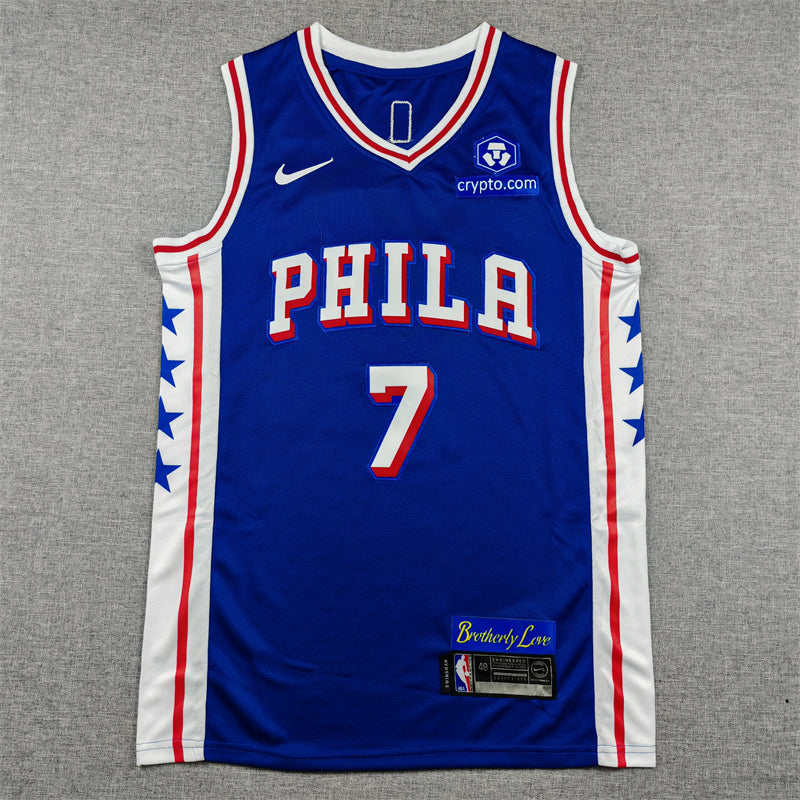 Jaylen Brown #7 Philadelphia 76ers Icon Edition Swingman Jersey – Blue