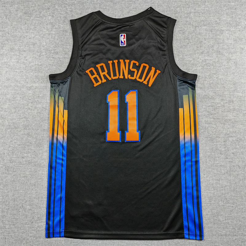 Jalen Brunson #11 New York Knicks Statement Edition Swingman Jersey – Black (City Lights)