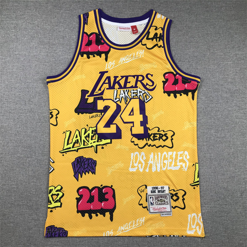 Kobe Bryant #24 Los Angeles Lakers 1996-97 Hardwood Classics Graffiti Edition Swingman Jersey – Gold