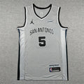 Stephon Castle #5 San Antonio Spurs Jordan Brand Statement Edition Swingman Jersey – Gray