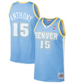 Carmelo Anthony #15 Denver Nuggets 2003-04 Mitchell & Ness Hardwood Classics Swingman Jersey – Light Blue
