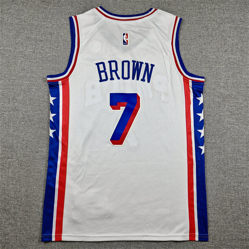 Jaylen Brown #7 Philadelphia 76ers Association Edition Swingman Jersey – White