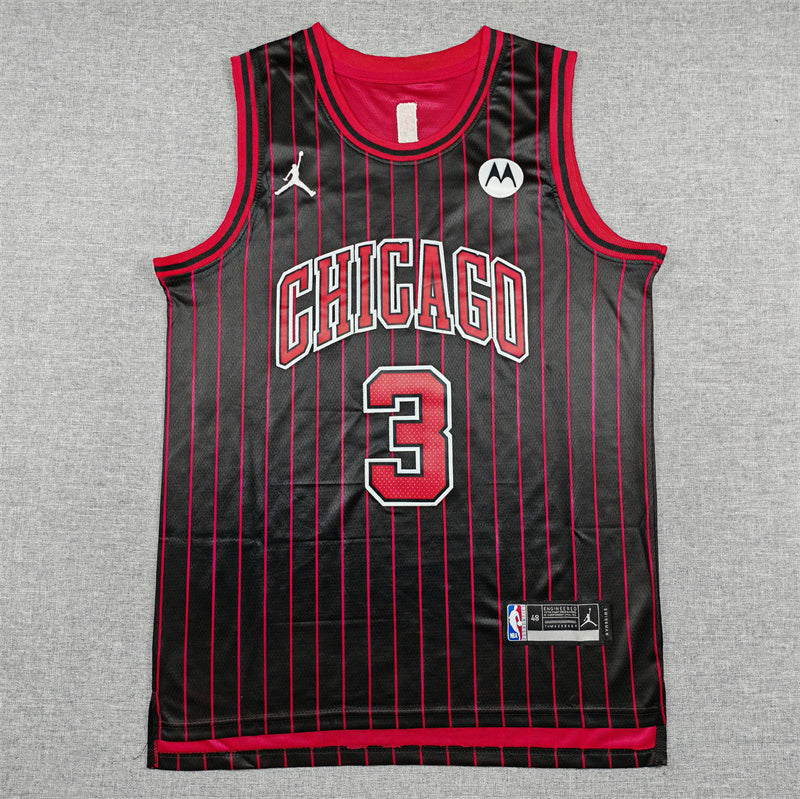 Josh Giddey #3 Chicago Bulls Statement Edition Swingman Jersey – Black Pinstripe