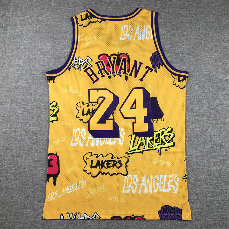 Kobe Bryant #24 Los Angeles Lakers 1996-97 Hardwood Classics Graffiti Edition Swingman Jersey – Gold
