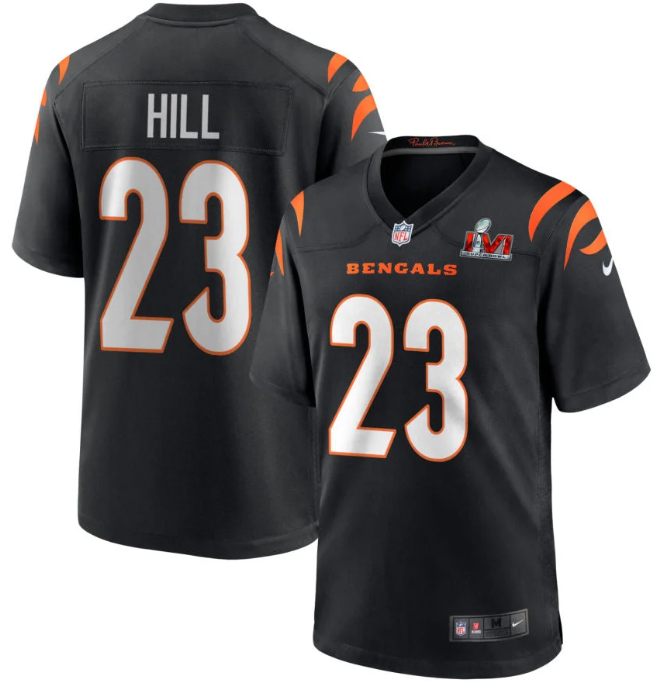 Dax Hill #23 Cincinnati Bengals Nike Super Bowl LVI Game Jersey – Black