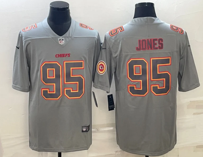 Men's Kansas City Chiefs #95 Chris Jones Grey Game Jersey