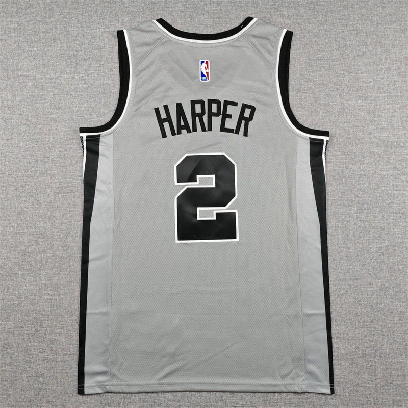 Ron Harper Jr. #2 San Antonio Spurs Jordan Brand Statement Edition Swingman Jersey – Gray